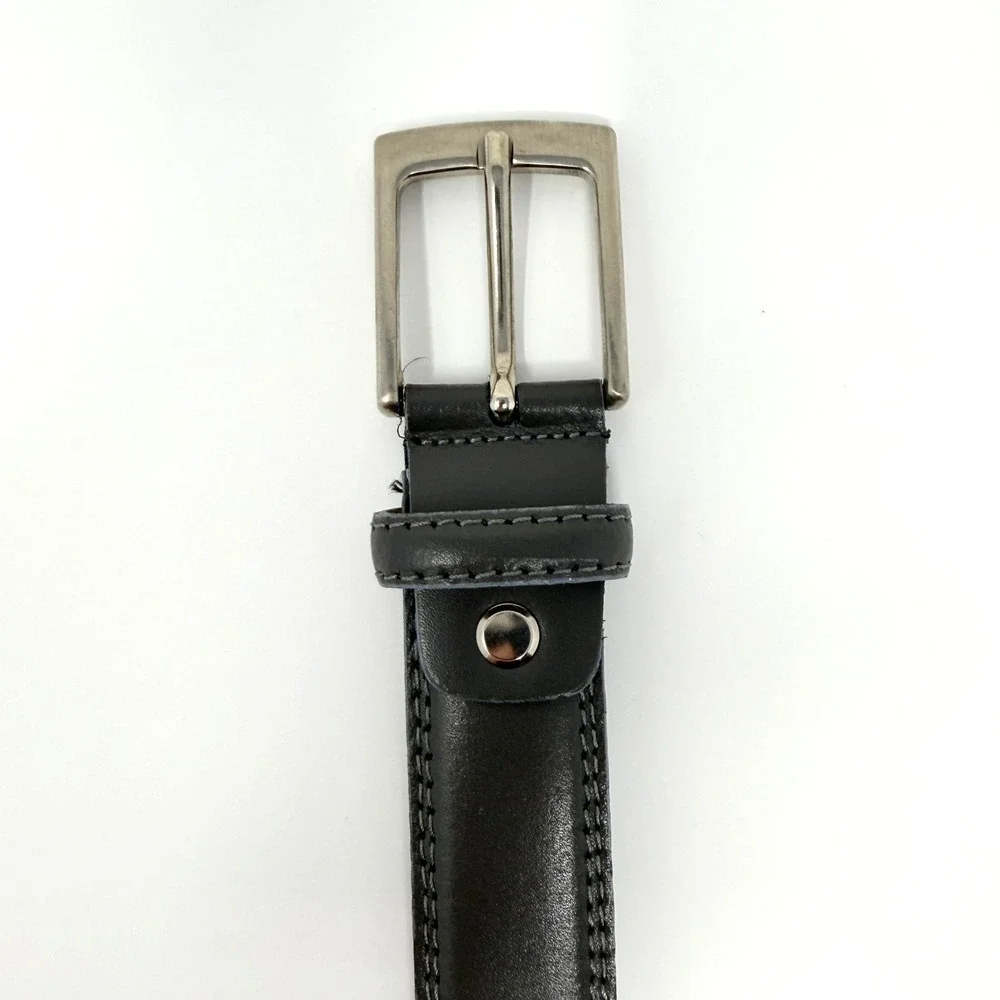 Vera Pelle Gray Leather Belt Men's‎ Size 37–41 Silver Buckle Made in Italy